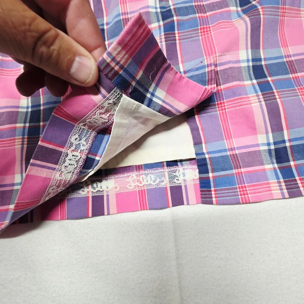 Lilly Pulitzer Plaid Skirt Women's 4 Pink Purple Blue Preppy A-Line Stretch